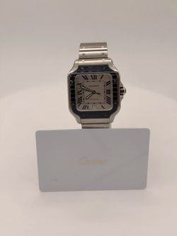 Cartier Santos Large Silver And Blue Roman Dial on Stainless Steel Ref. WSSA0047 Complete 2023(Please Don't Haggle Price)