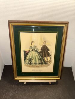 Vintage Musee des Familles 2184 French fashion framed print 14 x 12