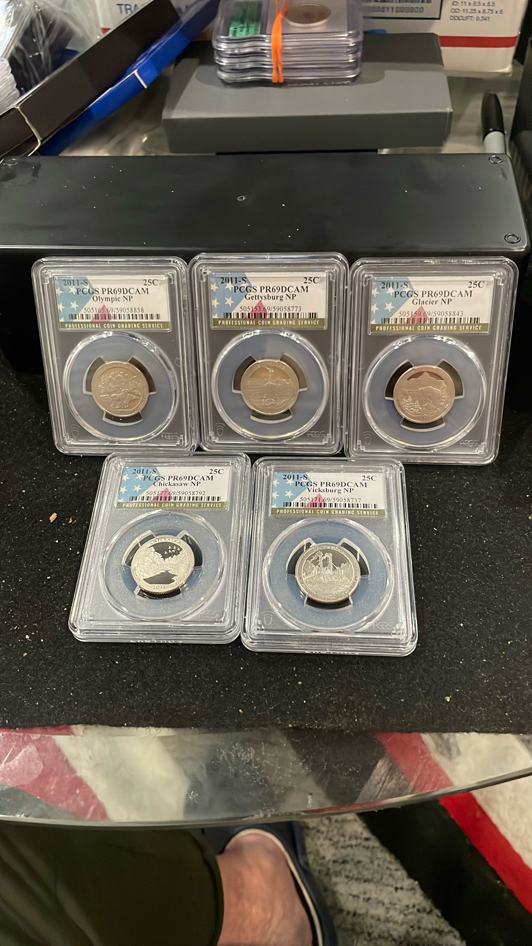 Full Set If 2011 S Gem Proof National Parks Quarters All Graded At PR69 With A Deep Cameo 