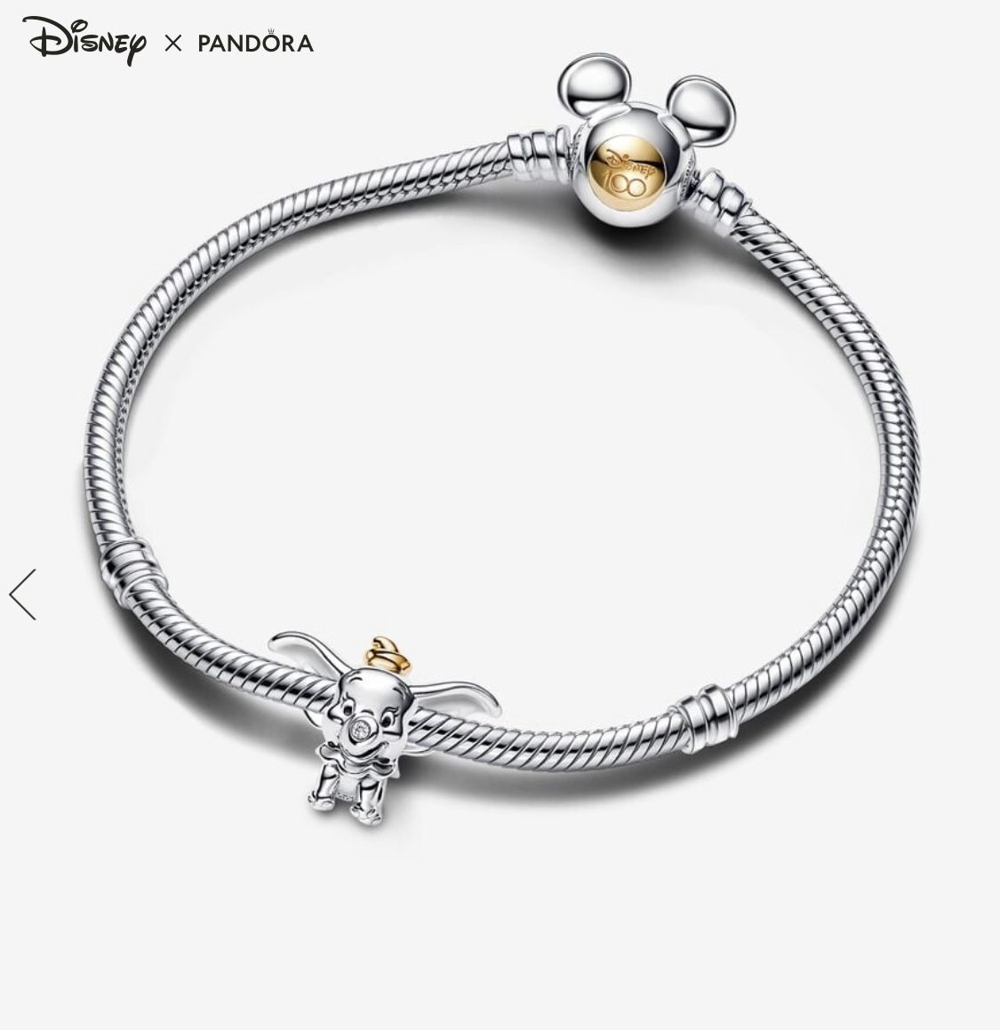 Disney 100th Anniversary Dumbo Charm 7.5’ And Bracelet