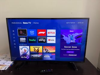 Insignia Roku TV 43 inch and TV Stand with Dark wood finish