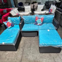 No Assemble Require!! New 5 Pieces Outdoor Patio Wicker Patio Furniture Sectional Sofa Chaise Set