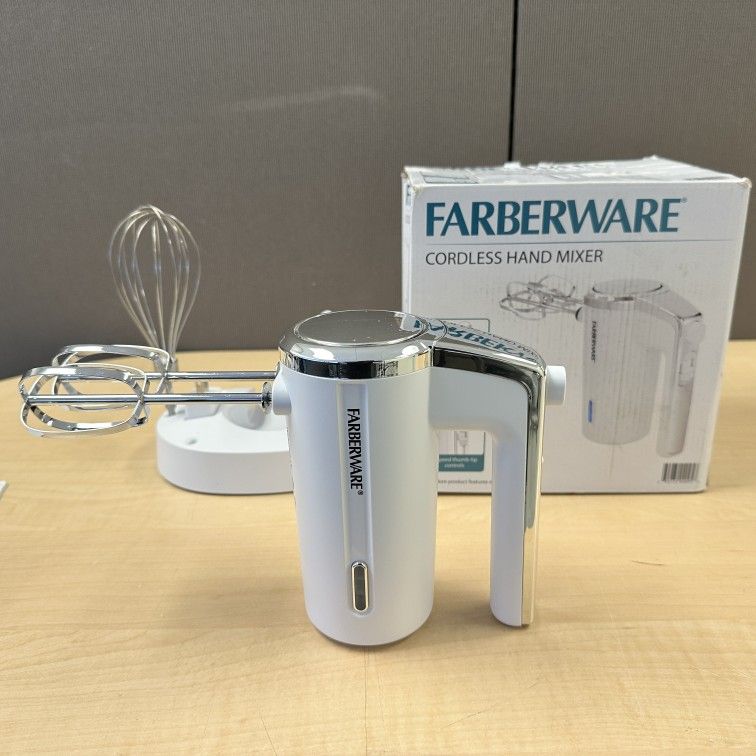 Farberware Cordless Rechargeable 3 Speed Hand Mixer, White for Sale in