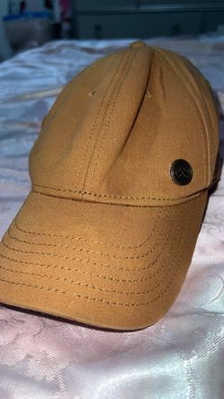Tan Canvas Baseball Cap with Metal Pin