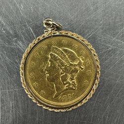 1851 Gold 20 Dollar Coin 