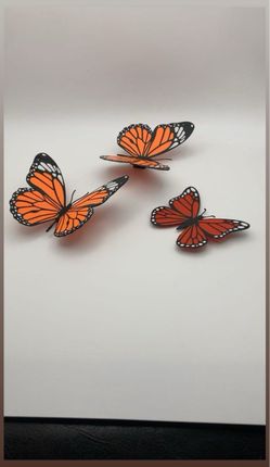 3D Monarch Butterfly Wall Decals Set of 3