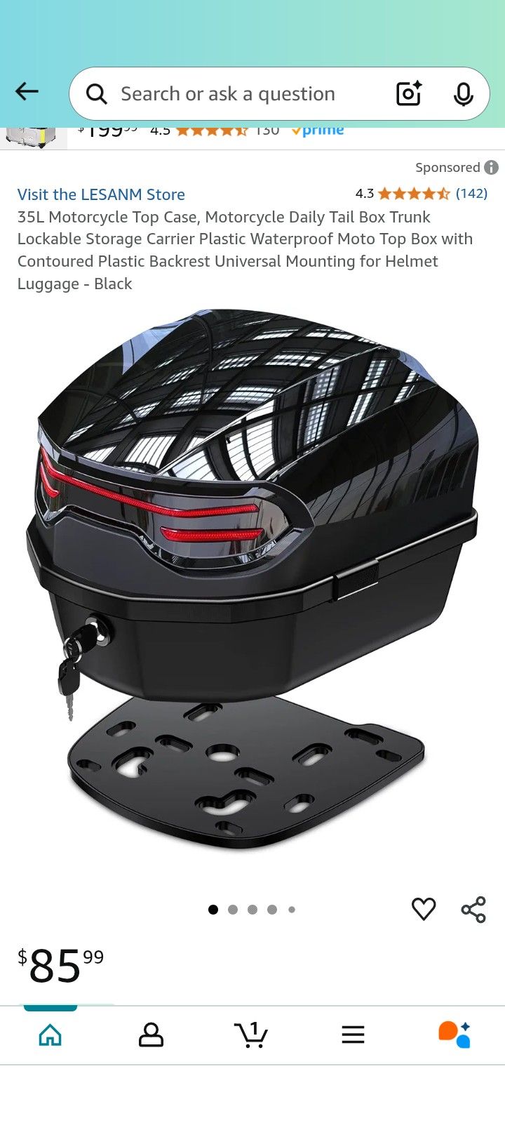 Motorcycle Top Case, Motorcycle Daily Tail Box Trunk Lockable Storage Carrier Plastic Waterpro