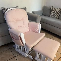 Stork Craft Custom Hoop Glider and Ottoman, White/Pink Blush Swirl Stork Craft