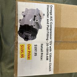 Omega A/C Compressor 12V with 130mm Clutch Diameter and Pad Fitting - 20-10918-AM