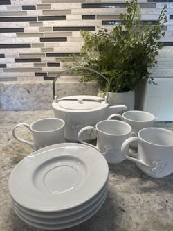 New In Box! Teavana Gone Porcelain Very Uniquely Handmade! Set For 4