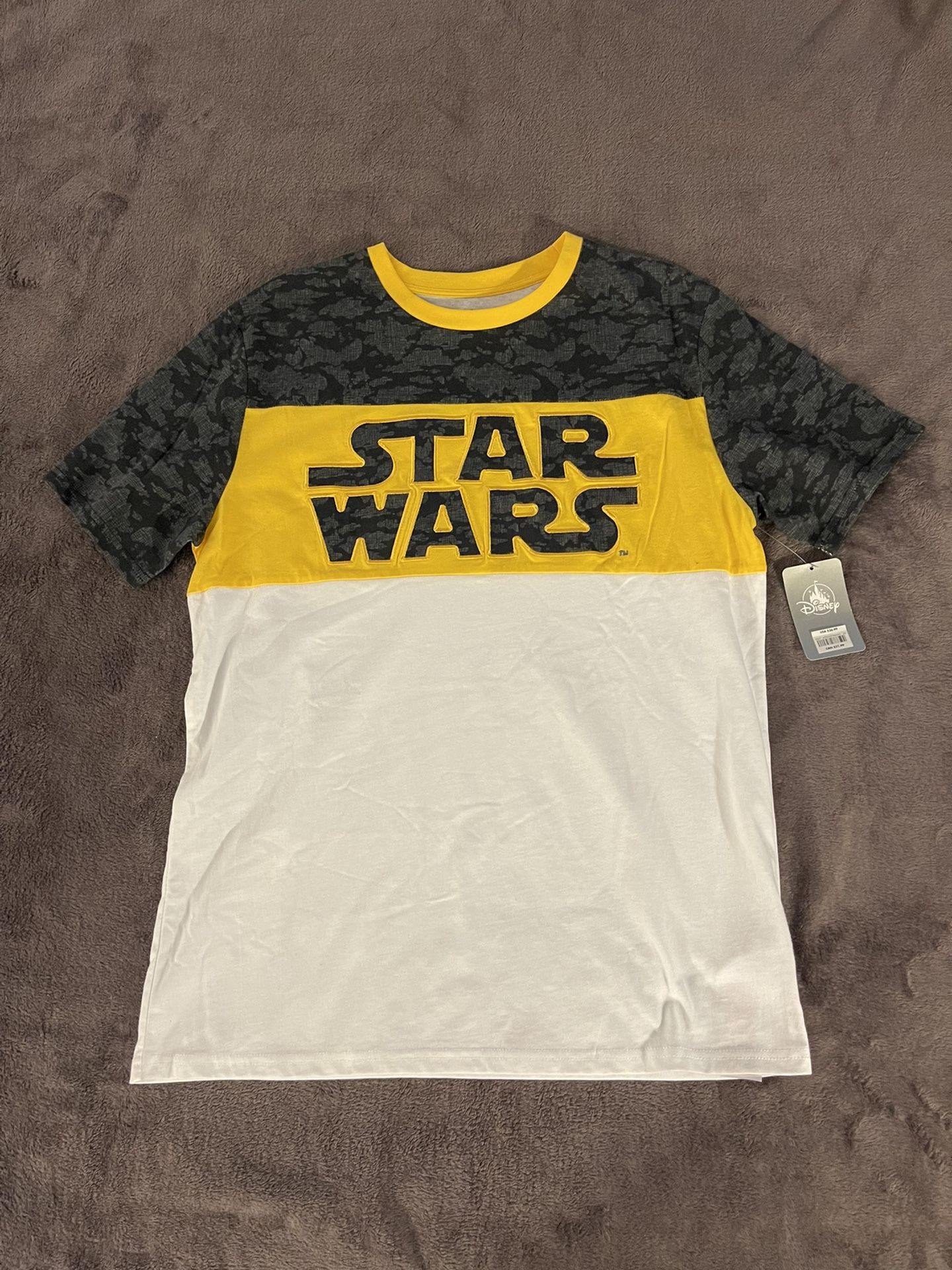 DISNEY WORLD STAR WARS REBEL BLACK & GOLD CAMO T-SHIRT MENS XL