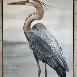 Framed Blue Heron Canvas Art Print