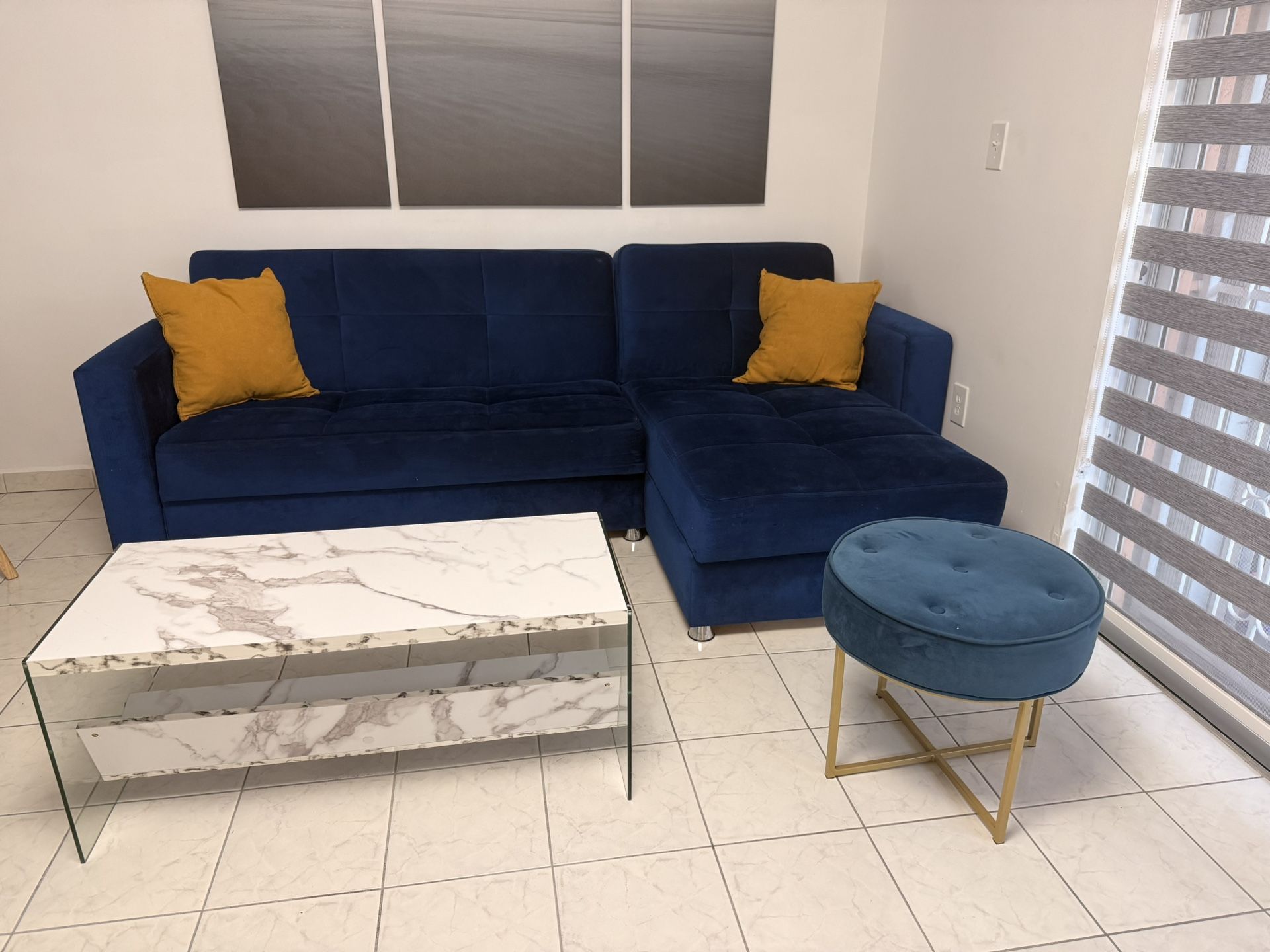 Sofá Cama Con Mesita Y Ottoman 3pieces