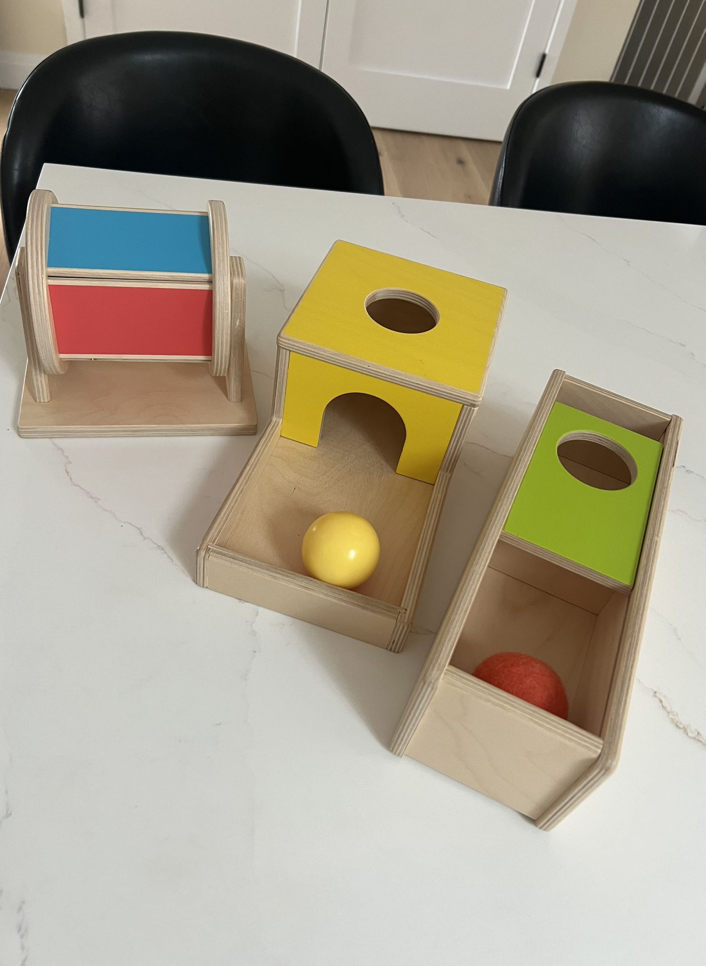 Lovevery toy bundle (spinning rainbow, ball drop box, sliding top box)