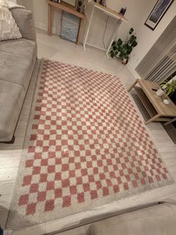 Pink Checkered Rug
