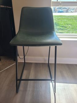 Green Faux Leather Counter Stool Set of 2