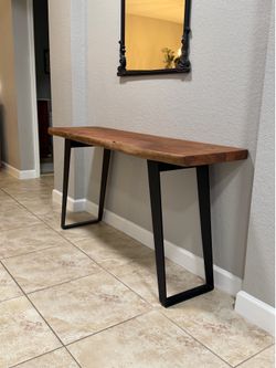 Crate & Barrel Live Edge Solid Acacia Wood Console Table