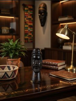 Hand Carved Wood African Bust