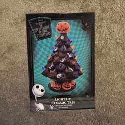 Rare Nightmare Before Christmas Halloween Lighted Ceramic Tree
