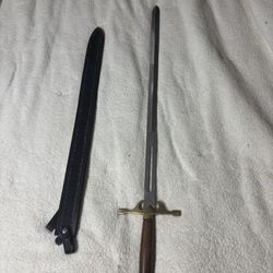 Authentic Pakistani Sword with Wood Handle & Leather Sheath 