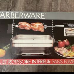Vintage FARBERWARE 455ND Smokeless Indoor Electric BBQ Grill Broiler Rotisserie