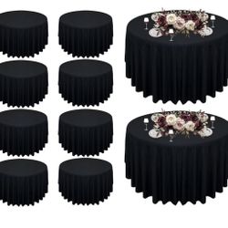 10 Black Round Tablecloths 90”