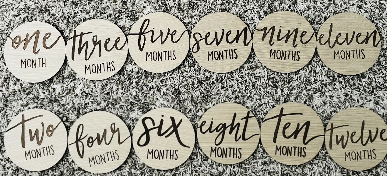 Wooden Milestone Discs. (Reversible)