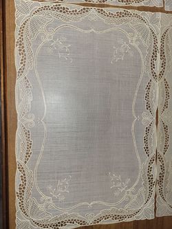 RARE 8 ITALIAN LACE *Italy Vinyl Table PLACEMATS Rectangle Cream
