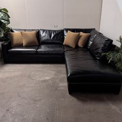Potter Barn Leather Sectional Couch Sofa