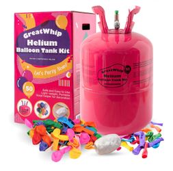 GreatWhip 13L Helium Tank Up To 50 Latex Balloons, Helium Tank For Balloons At Home, 50 Latex Balloons