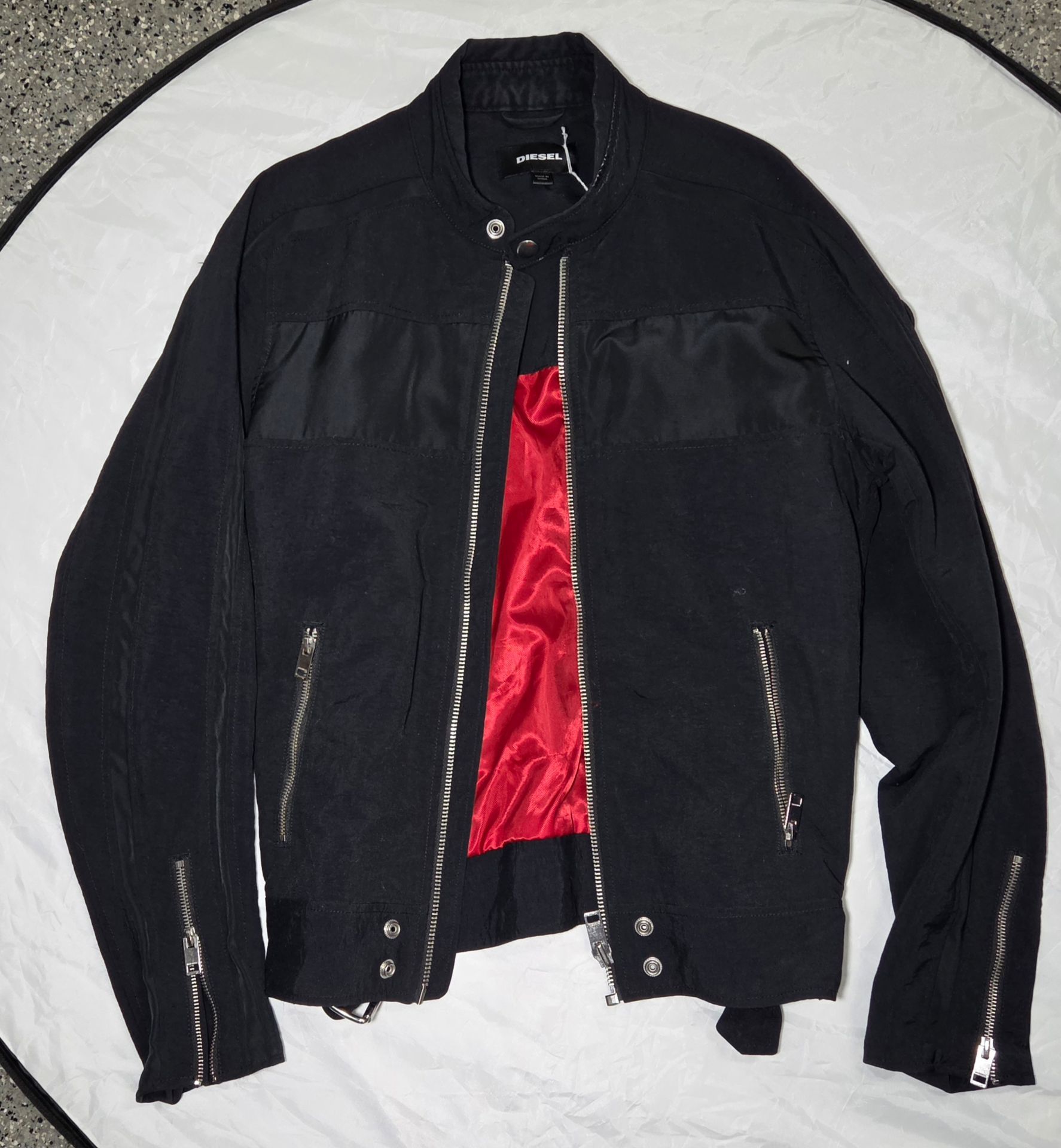Diesel Lightweight Black & Red Jacket (Unisex L)