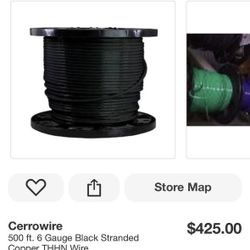 Cerrowire 500 ft. 6 Gauge Black Stranded Copper THN Wire