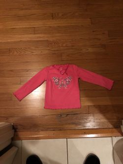 toddler girls size 18 month pink long-sleeved shirt with embroidered butterfly.