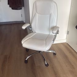 White Office Desk Gaming Computer Chair PU Leather