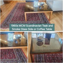 1960s MCM Scandinavian Teak and Smoke Glass Square Coffee Table, $140 (Gainesville FL)