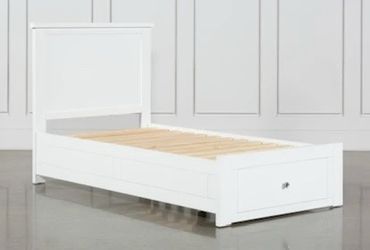 Larkin White Twin Wood Platform Bed With Storage used $79