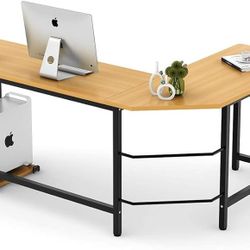 L Shaped Desk, Open Box, Wood & Black Metal