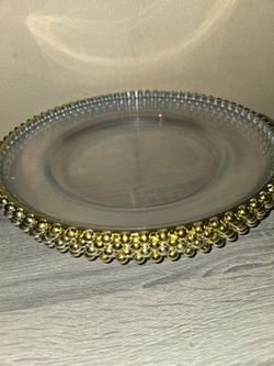 Clear Gold Beaded Acrylic Charger Plates