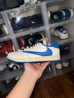 Jordan 1 Retro Low OG SP 'Fragment x Travis Scott Sail Military Blue'
