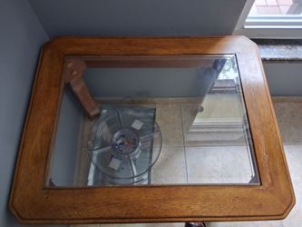 Wood with glass top sofa corner table