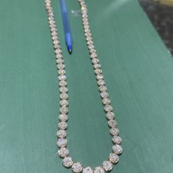 Natural Diamond Chain 17 Carats 10kt Gold 