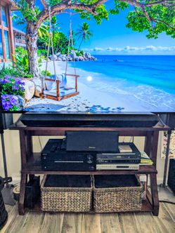 TV stand, book shelf, Wood. brown, not compressed wood