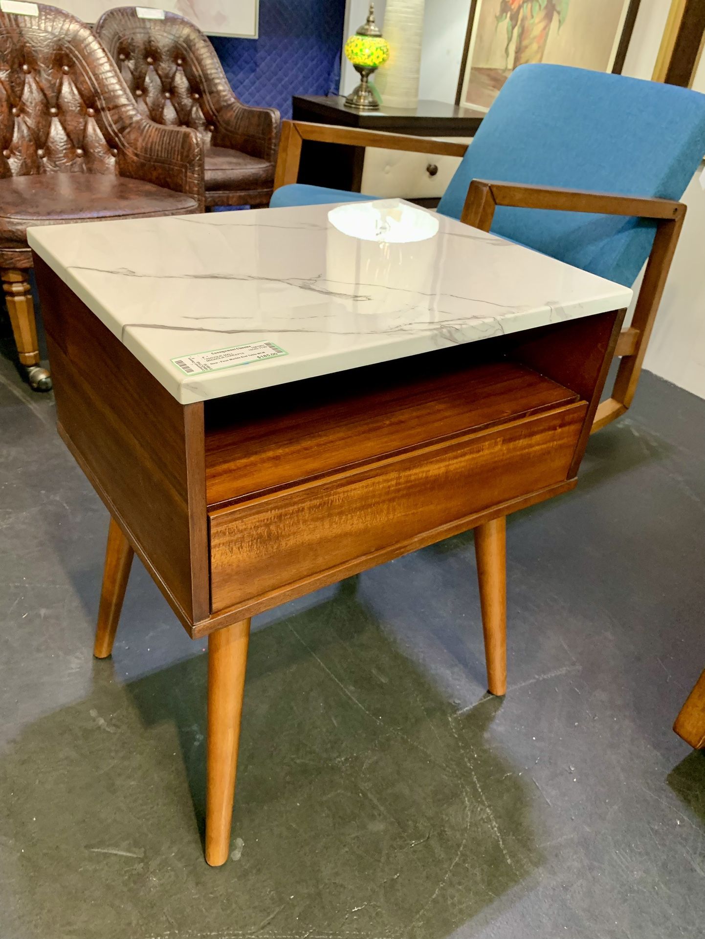 New, Faux Marble End Tables, $185 Each