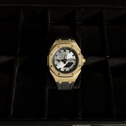 Custom Built Men's G-Shock Watch Casioak Men's Wrist Watch, Black / Gold