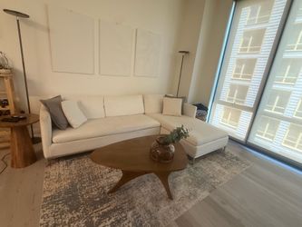 Asymmetrical wood coffee table; $150 OBO
