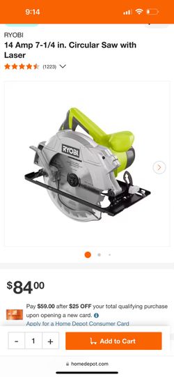 Ryobi 7-1/4 In. Circular Saw With Laser