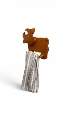 Wooden Cow Towel Holder