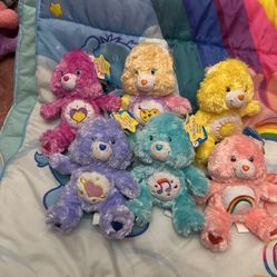8” MWT Complete Set New Style Comfy Care Bears Shine Bright Work Of Heart Funshine Daydream Heartsong Cheer Bear
