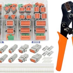 217PCS 12 Kits Deutsch DT Connector Kit with Crimper & Terminal Removal Tool - IP68 Waterproof 2 3 4 6 8 12 Pin Automotive Electrical Connectors & Siz