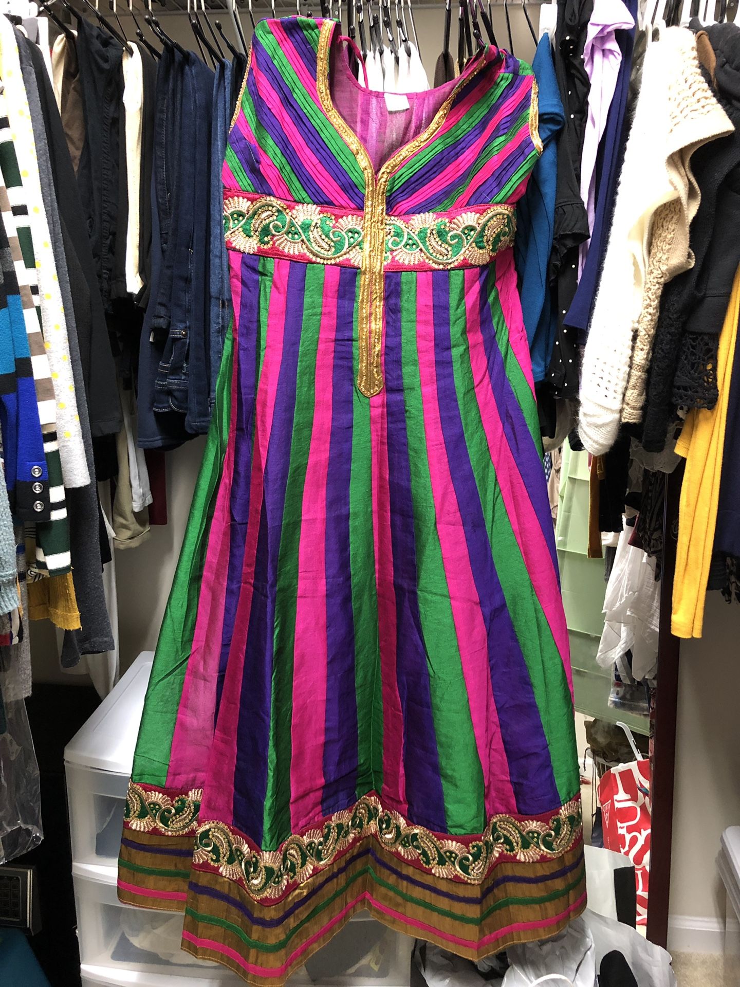 Colorful long party wear dress